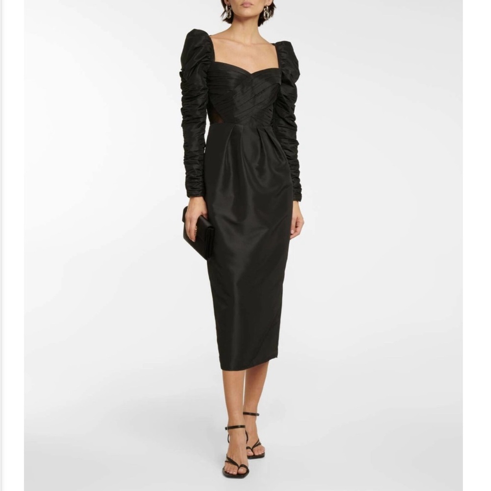 Self-Portrait Lace-paneled Taffeta Midi Dress